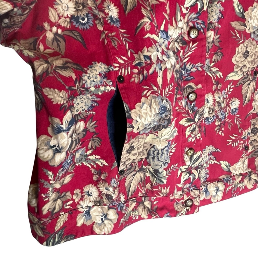 Marisa Christina Denim‎ Style Jacket Womens Sz Large Red Floral Stretch Casual - Picture 7 of 9